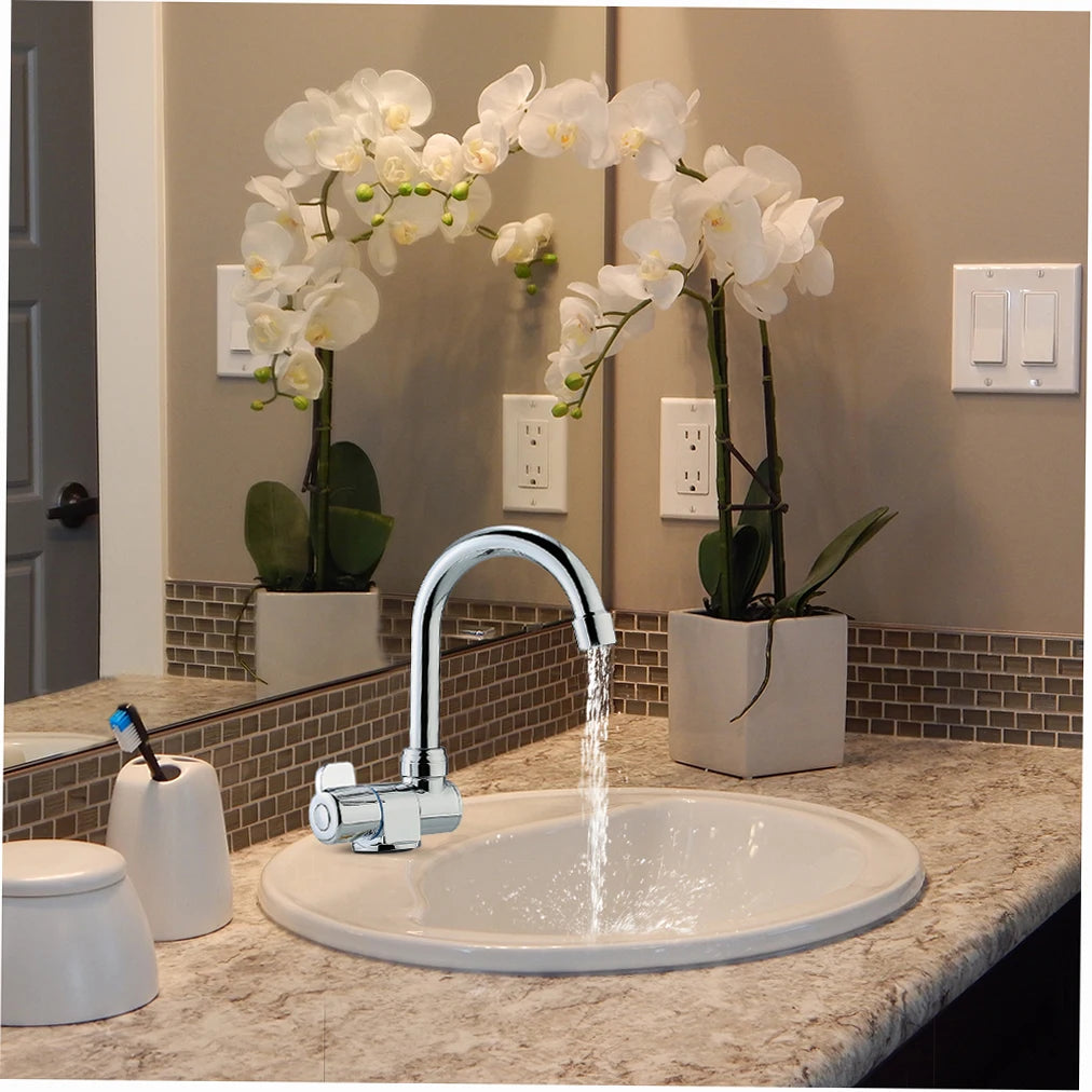 Rotating RV Faucet | Brass Chrome Deck/Wall Mount Camper Tap