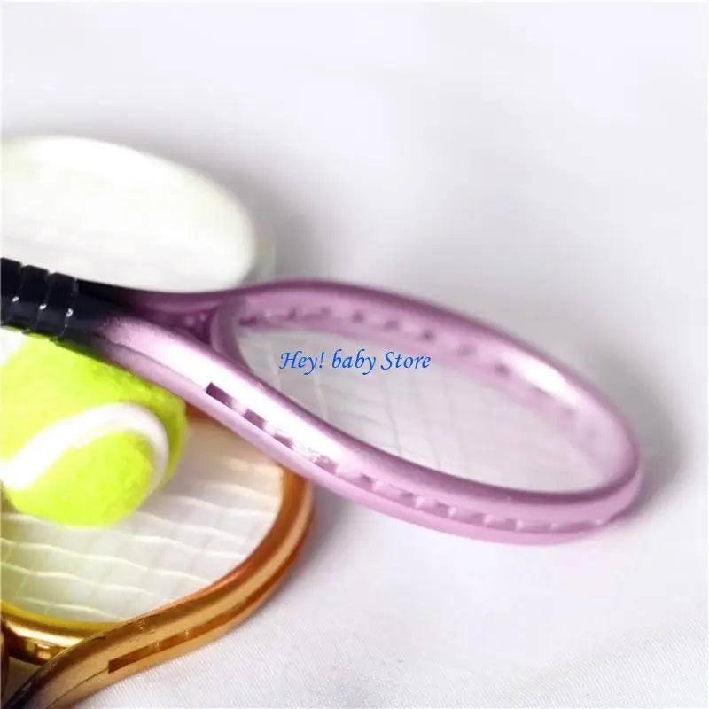 Miniature Tennis Ball & Racket Set – 1/12 Dollhouse Decor