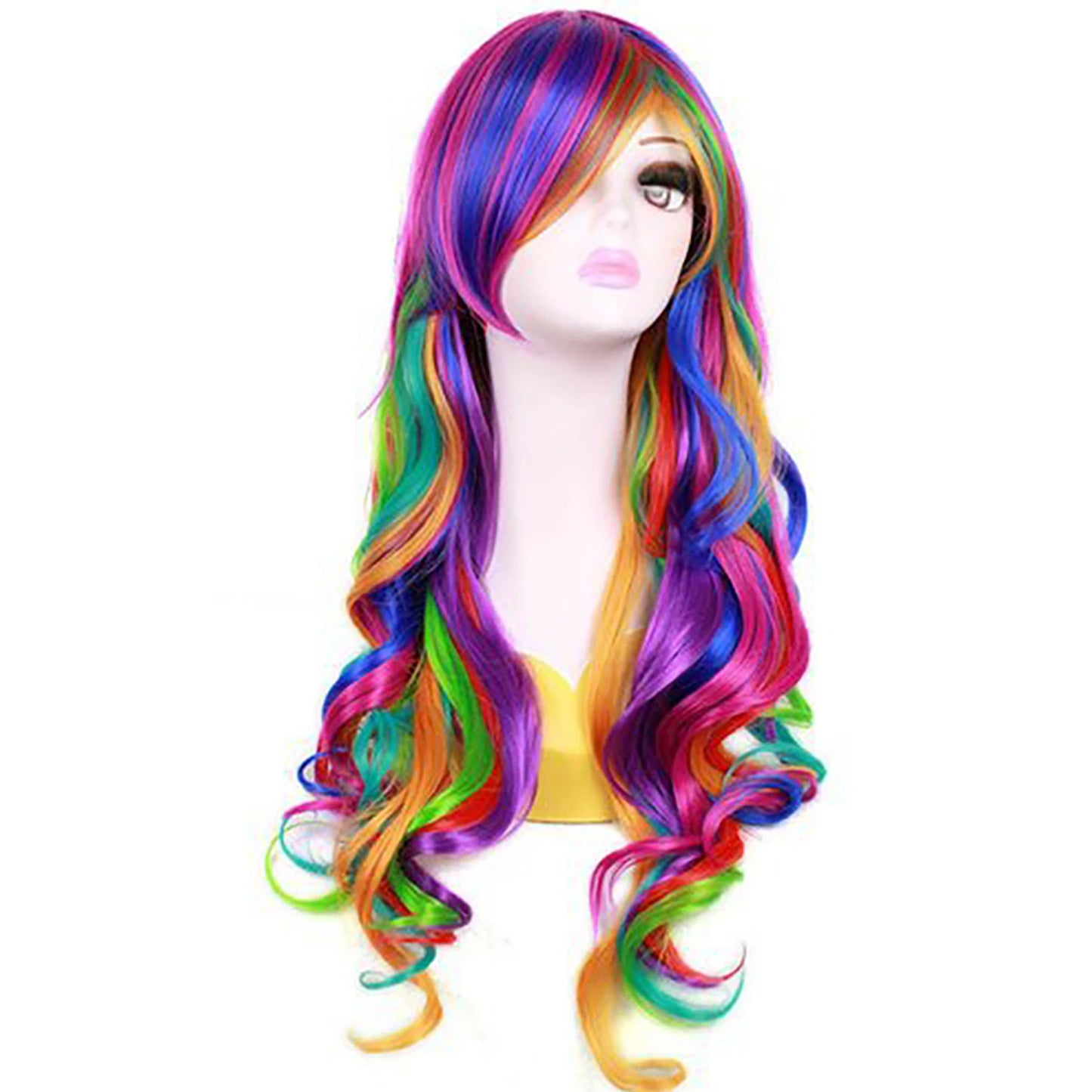 1Pcs/lot New Hot Women Rainbow Color Long Wig Natural Look Heat-Resistant Women Wig for Tourism Stage Performance Cosplay ect Peaceful Pleasures Health and Wellness Long Curly Hair