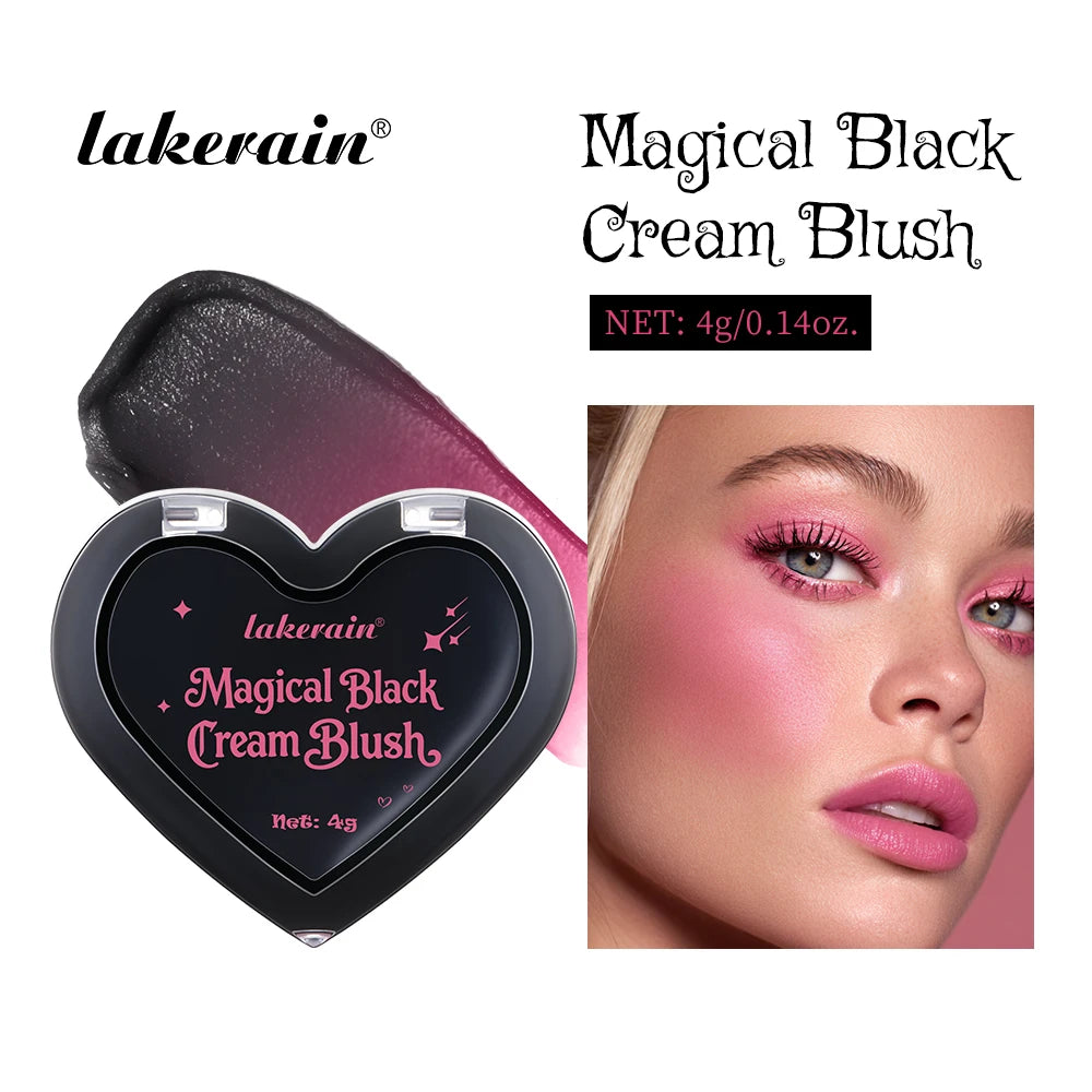 Lakerain Black Cream Blush Color Changeable Body Temperature-Responsive Formula Silky Touch Easy to Spread Facial Lips Eyes Peaceful Pleasures Health and Wellness Black Cream Blush