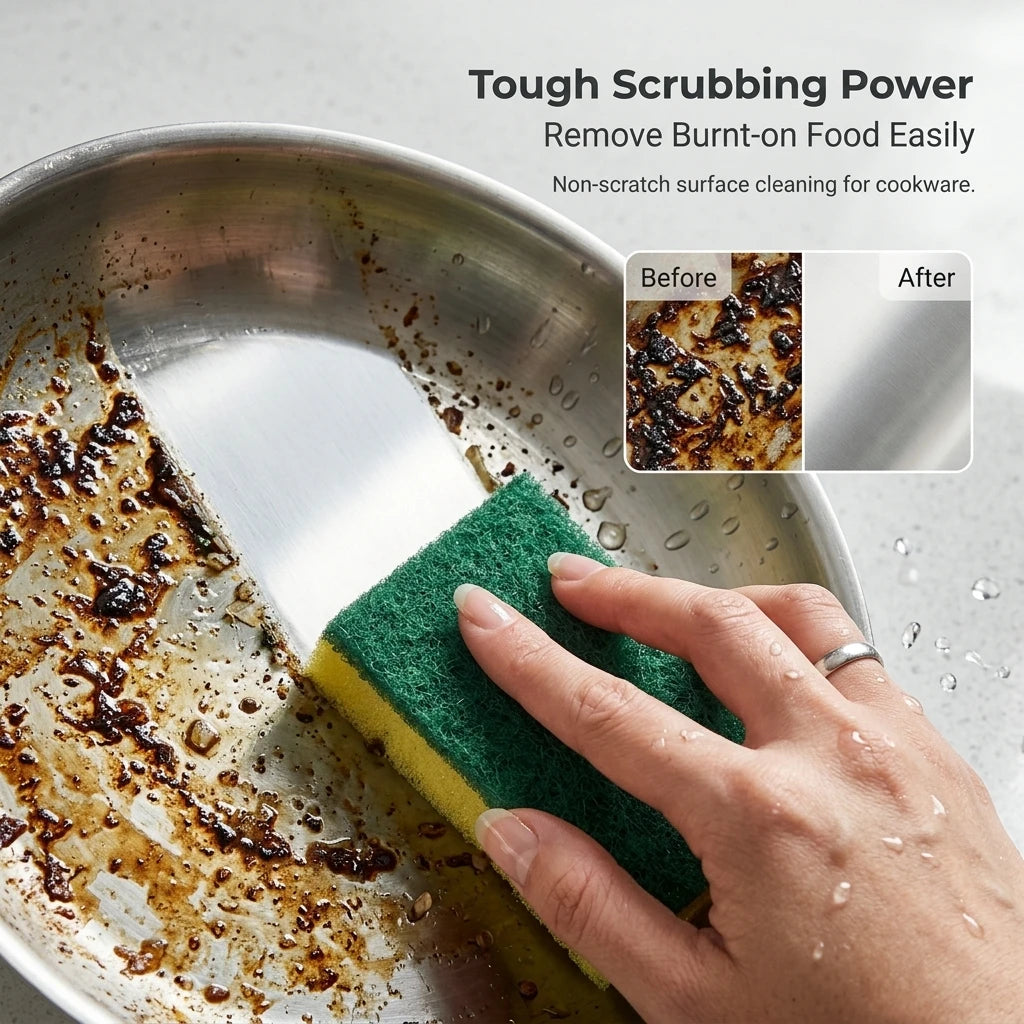 5/10pcs double-layer sponge, kitchen cleaning sponge, dishwashing sponge, multi-purpose cleaning sponge, size 10 x 7 x 3cm Peaceful Pleasures Health and Wellness