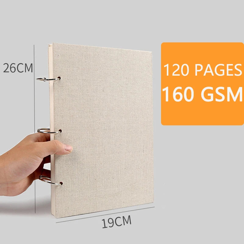 Retro Spiral Sketchbook Linen Hardcover 120 Pages 160GSM Refillable