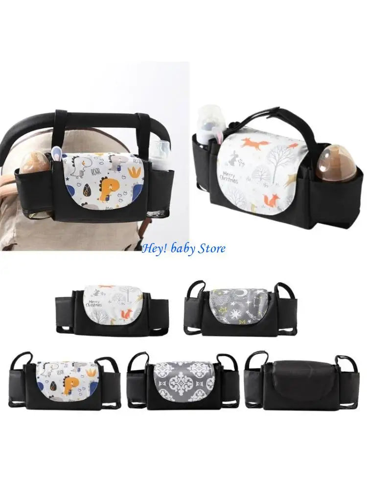 Universal Stroller Hanging Bag with Cup Holders & Diaper Storage