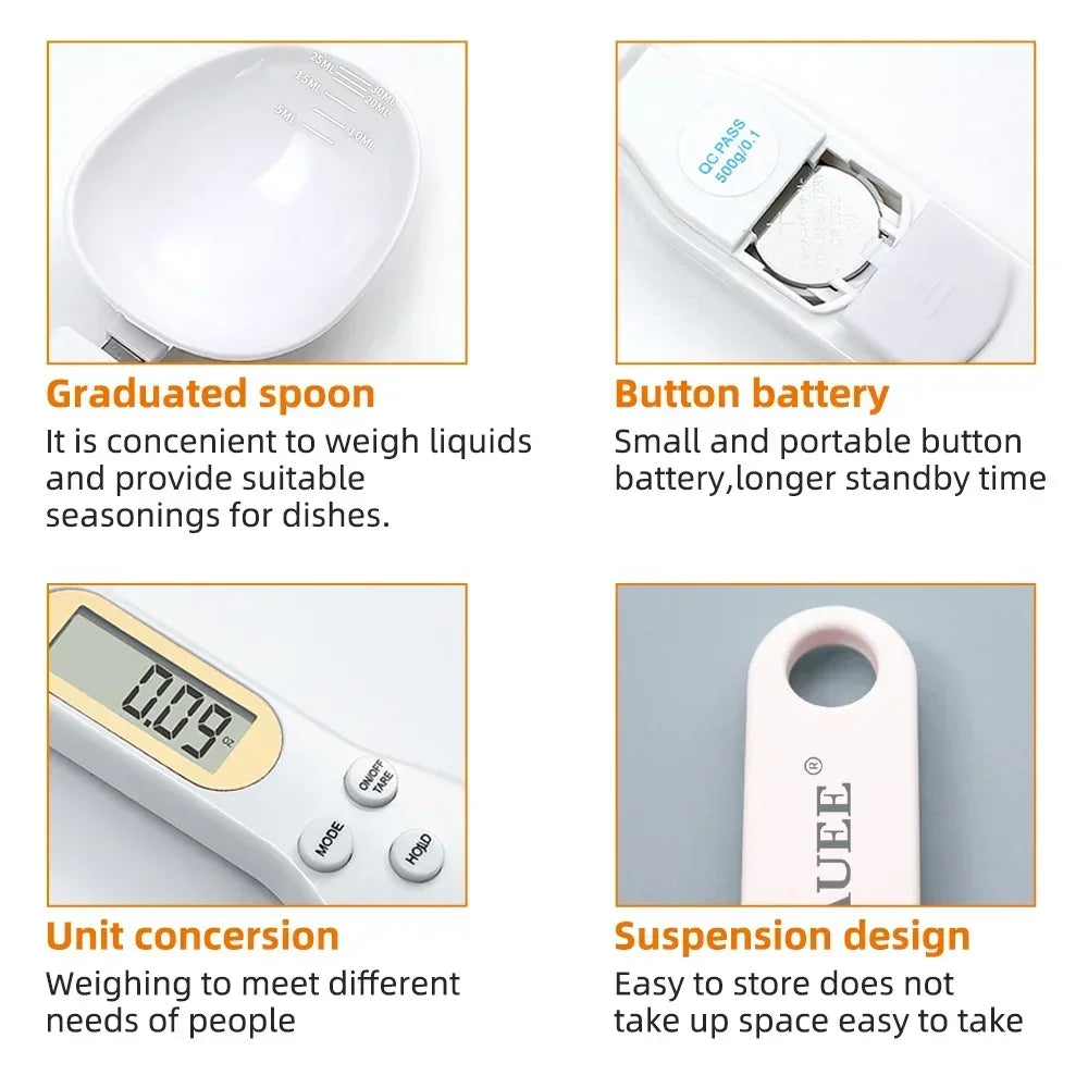Mini Electronic Precision Digital Spoon Scale 500g 0.1g LCD Digital Measuring Food Flour Milk Coffee Scale Kitchen Tool Peaceful Pleasures Health and Wellness
