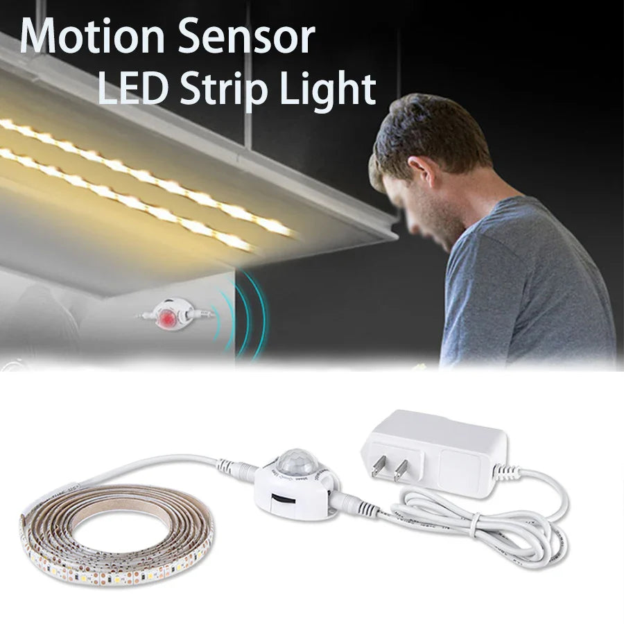 PIR Motion Sensor LED Strip Light DC12V Waterproof 1M–5M