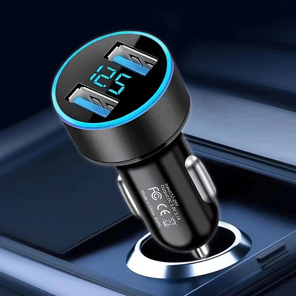 36W Car Fast Charger – Dual USB PD & QC3.0 with Voltage Display Peaceful Pleasures Health and Wellness