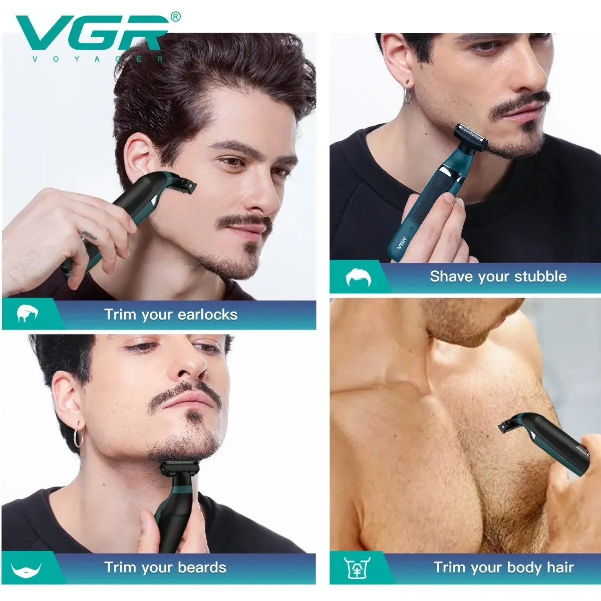 VGR Electric Shaver Hair Trimmer Professional 2 in 1 Shaver Razor Waterproof Beard Trimmer Household Hair Shaving for Men V-393 Peaceful Pleasures Health and Wellness