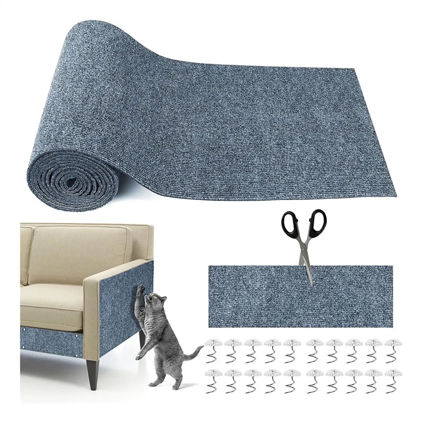 Cat Scratch Furniture Protector Adhesive Pad 82.68in + 20 Screws