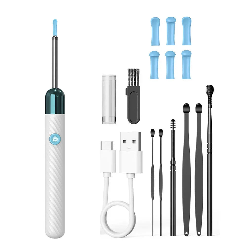 1Set Ear Cleaner with Camera HD Wireless Earwax Remover LED Lights Waterproof Otoscope Ear Wax Removal Kit for Ios Android Peaceful Pleasures Health and Wellness Type2
