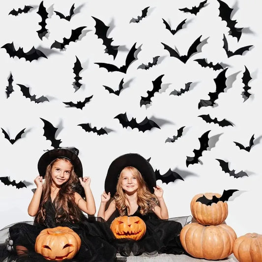 Halloween 3D Black Bat Wall Decals – Hollow Party Stickers Halloween Wall Decals Peaceful Pleasures Health and Wellness