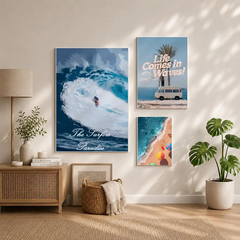 Scenery B-Beach Sea OceanS Poster HD Self Adhesive Waterproof Wall Art Ideal for Home Office Dorm Bedroom Great Gift Peaceful Pleasures Health and Wellness