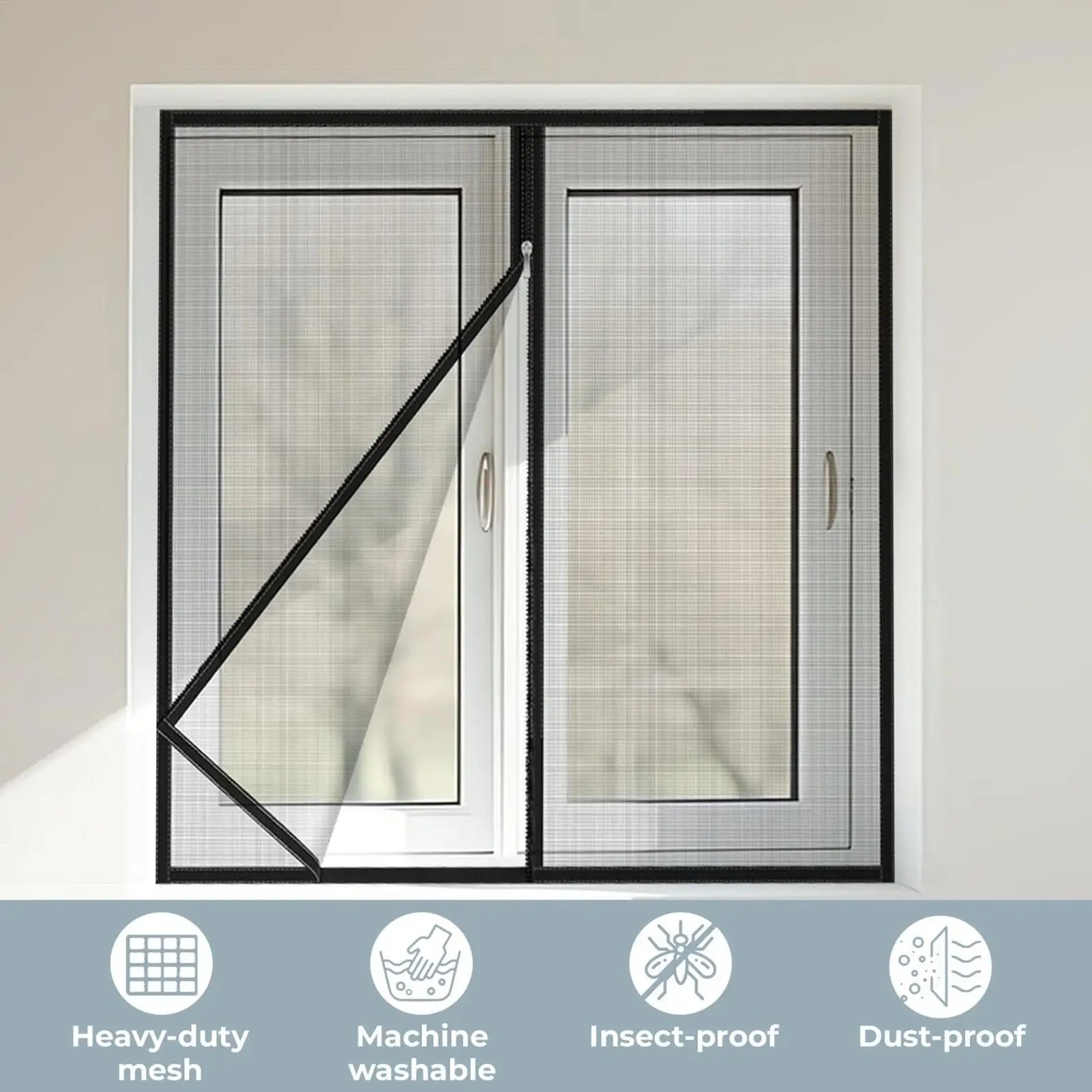 Self Adhesive Zipper Window Screen Gnat Proof Insect Net Door Window Mesh for Home Apartment Bedroom Kitchen Garage Office Dorm Peaceful Pleasures Health and Wellness