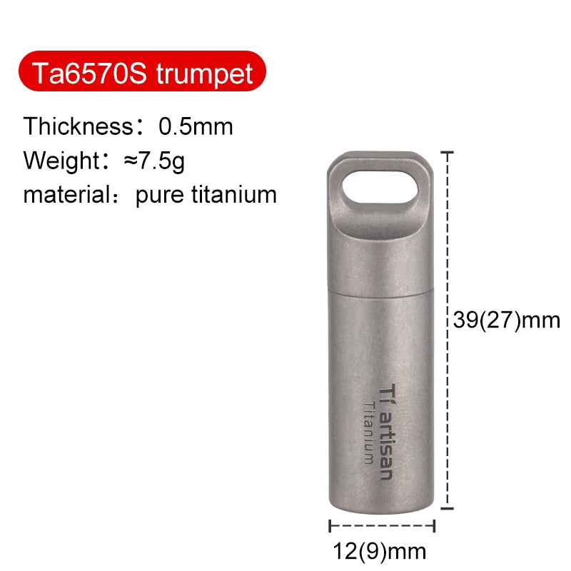 Tiartisan Titanium Mini EDC Tools Portable Sealed Medicine Bottle Home Outdoor Pill Box Waterproof Titanium Pill container Peaceful Pleasures Health and Wellness S
