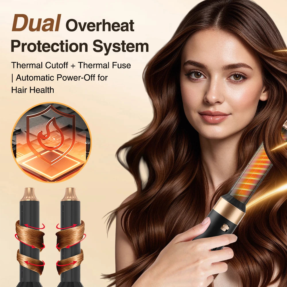 6 in 1 Hot Air Styler Curling Straightening Negative Ion One Step Hair Dryer Blow Dry Brush Set Volumizing for Salon Results Peaceful Pleasures Health and Wellness