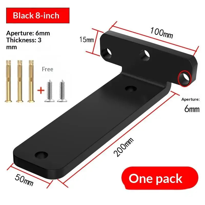 New 1Set L-shape Partition Support Brackets Wall Mount Fixed Rack With Screw Heavy Duty Shelf Brackets Industrial Metal Bracket Peaceful Pleasures Health and Wellness Black 200mm as pic