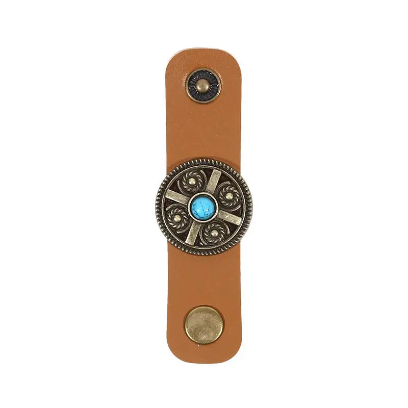 Retro Leather Scarf Ring Western-Style Scarves Buckles Neckwear Slide Fastener Securing Loop Versatile Decorative Accessories Peaceful Pleasures Health and Wellness Style A