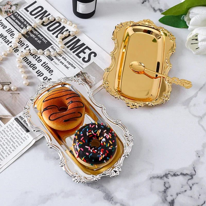 Vintage Iron Serving Tray | Dessert, Snack & Jewelry Organizer