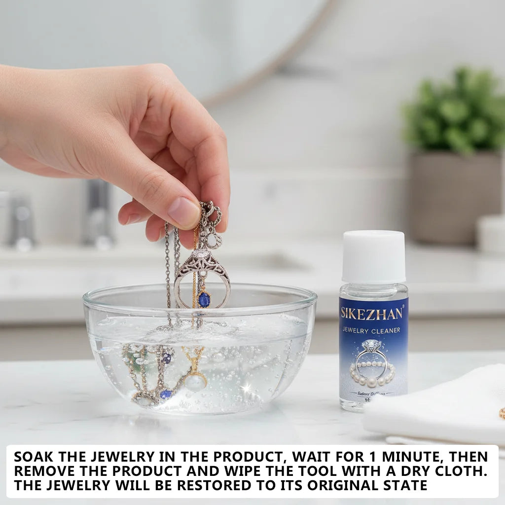 Professional Jewelry Cleaner Solution Tarnish Remover. Liquid Polish for Gold Silver Diamond. Restore Sparkle to Rings Chains Peaceful Pleasures Health and Wellness