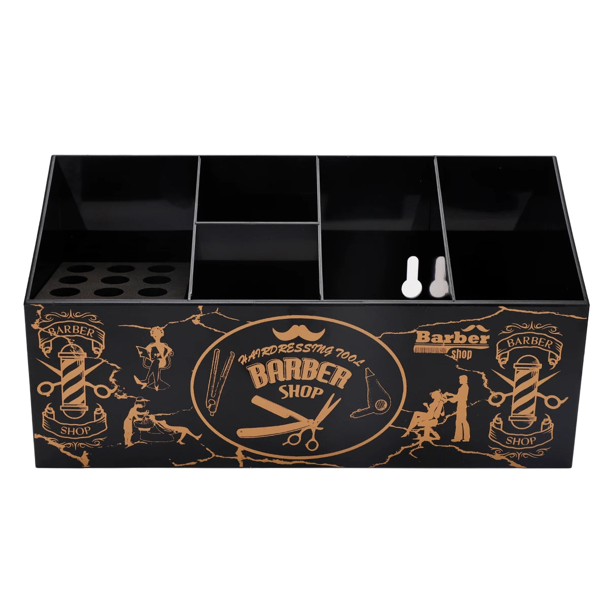 Hair Scissors Combs Clips Holder Large Capacity Rack Organizer Barbershop Hairdressing Tools Storage Box Salon Tools Accessories Peaceful Pleasures Health and Wellness Black