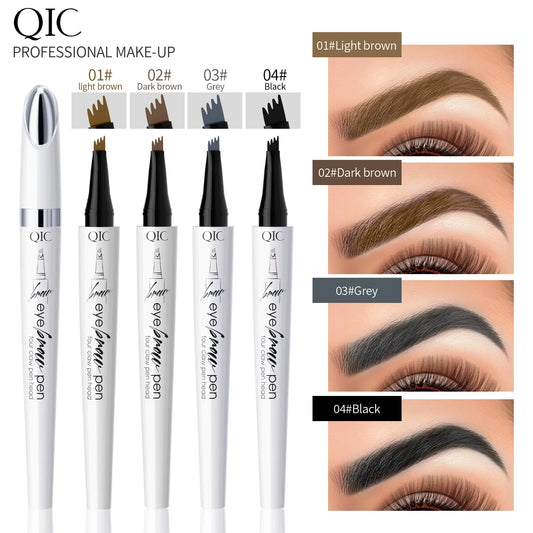 QIC 4-Tip Waterproof Microblading Eyebrow Pen | 4 Colors Eyebrow Makeup Pen Oasis Select
