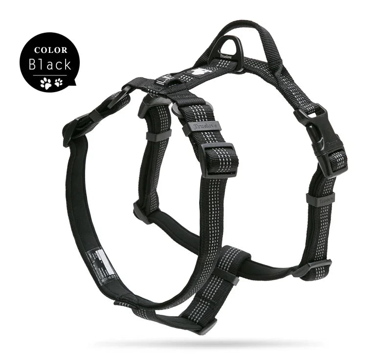 Truelove Pet Harness Adjustable Reflective Nylon with Collar Leash LED Light Neoprene Padded Hiking Running TLH6171 Dropshipping Peaceful Pleasures Health and Wellness Black L-chest-69-81CM China Mainland