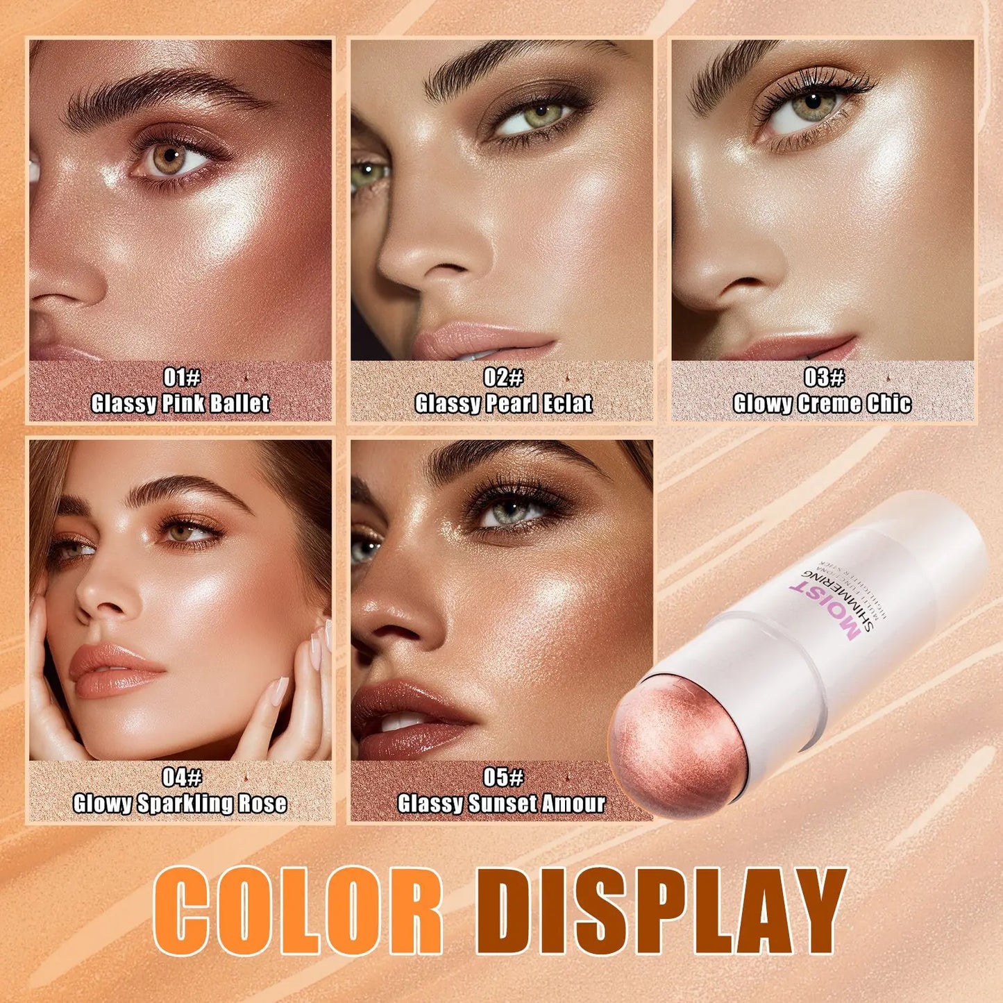 HelloKiss Highlighter Stick – Glassy Pink Ballet Face & Body