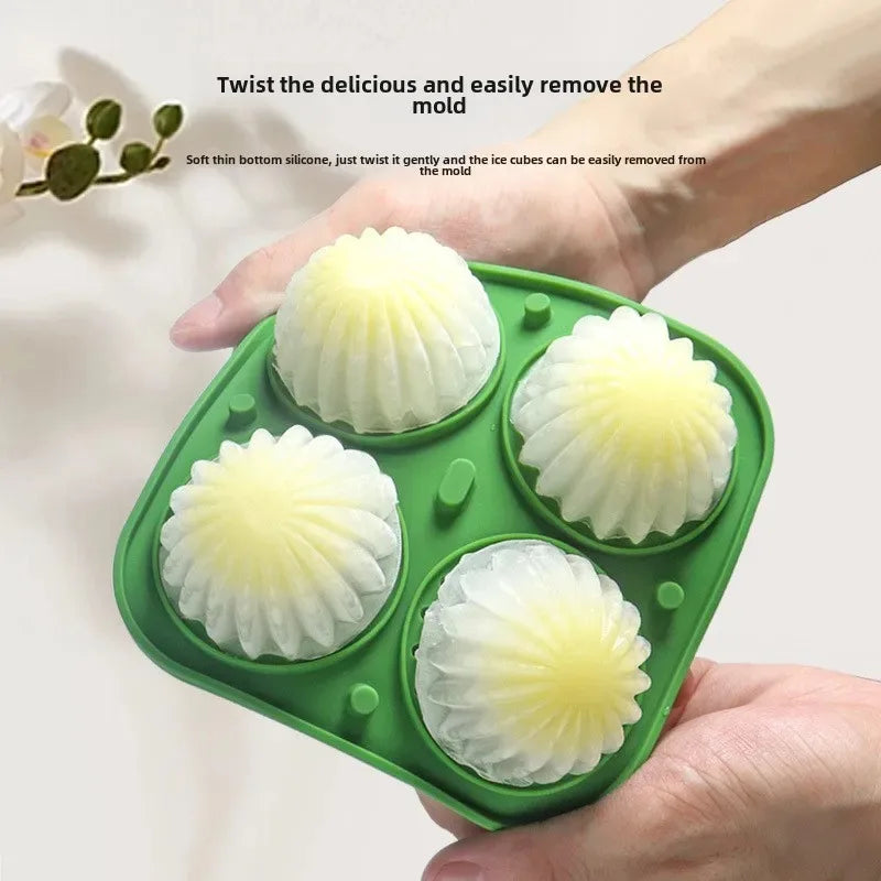 Cactus Ice Ball Mold – 4-Grid Silicone Sphere Ice Cube Tray