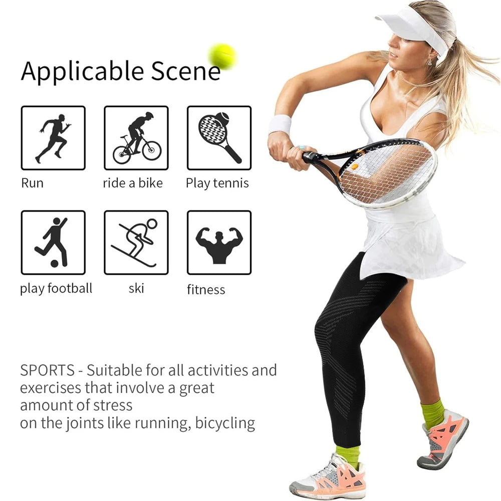 1/2PCS Compression Sports Full Leg Sleeve Length Thigh Calf Long Knee Sleeve Support For Basketball, Arthritis Men and Women Peaceful Pleasures Health and Wellness