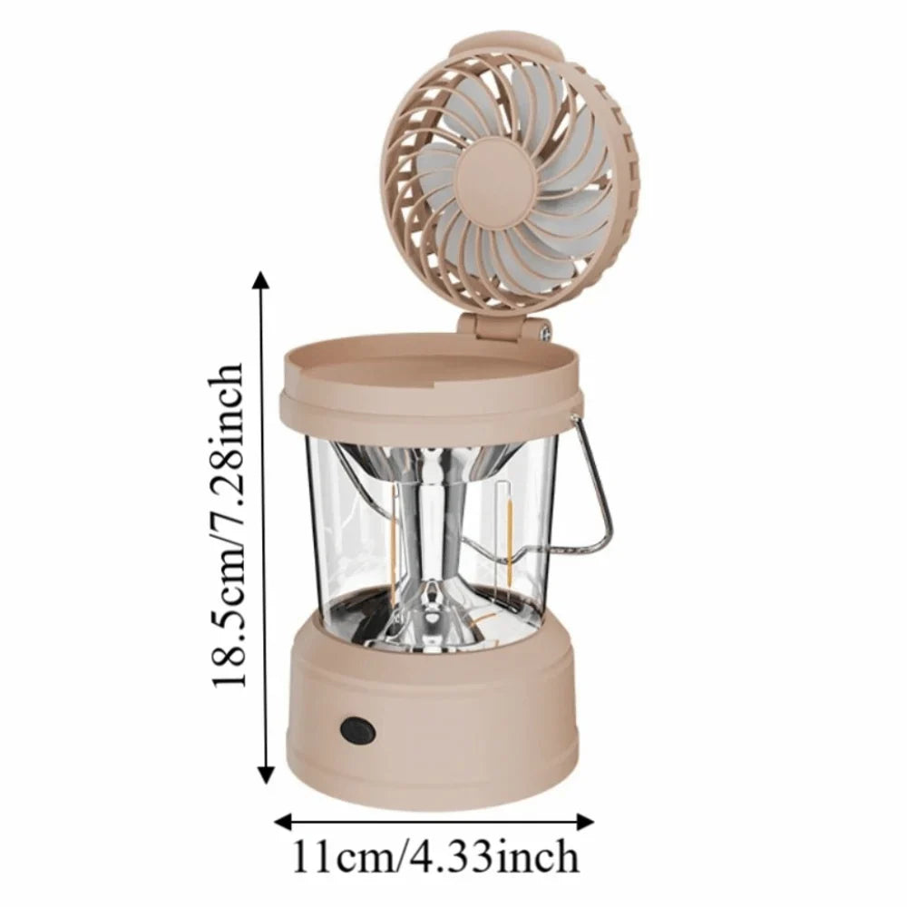 2-in-1 LED Fan Lantern – Foldable Portable Camping Light & Fan