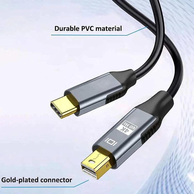 4K 60HZ TYPE C 3.1 TO MINI DisplayPort Dongle HDR Adapter USB Type-c Male to Mini DP Male 4K Monitor Cable for MacBook & Laptop Peaceful Pleasures Health and Wellness