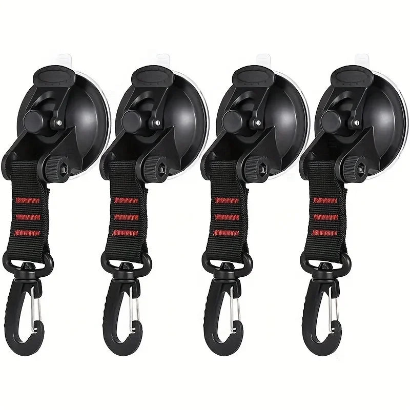 Car Tent Suction Cup Hooks | Camping Awning Buckle Clips 4-Pack