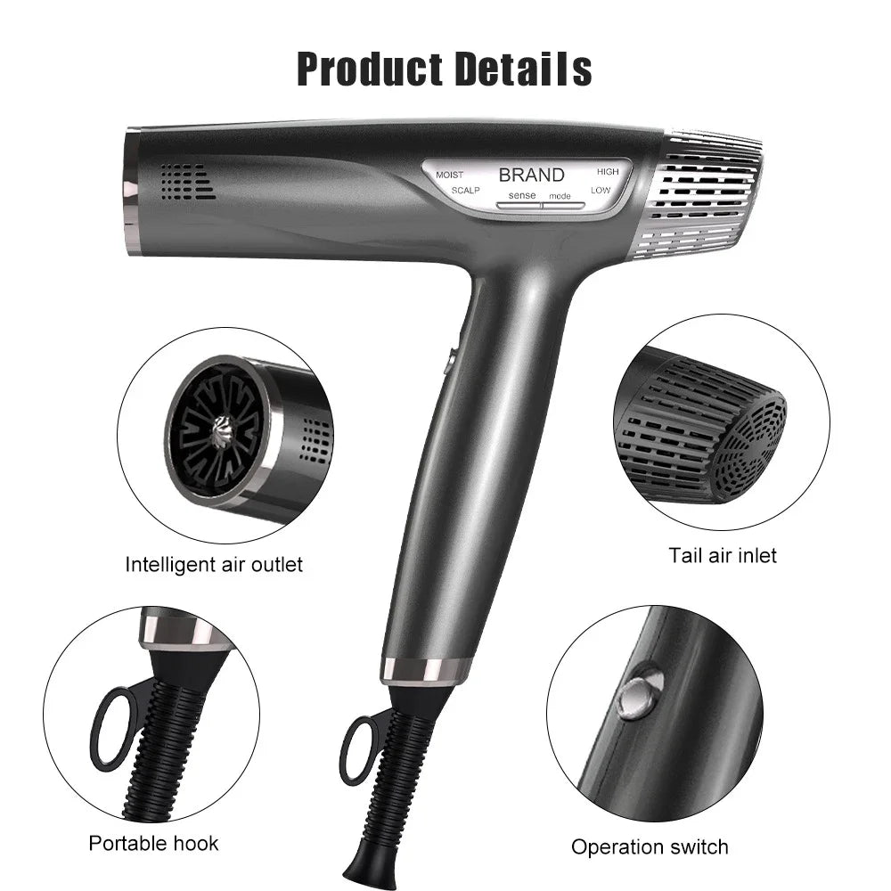 1700W Professional 110000rpm Brushless Hair Dryer Super Powerful High Speed Negative Ions Blow Dryer 220V Electric Blower Peaceful Pleasures Health and Wellness