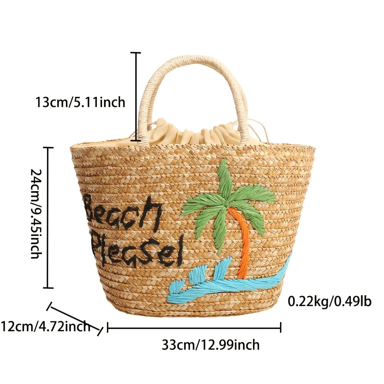 Bohemian Embroidery Straw Beach Tote Bag | Large Woven Shoulder Woven Straw Tote Bag Peaceful Pleasures Health and Wellness