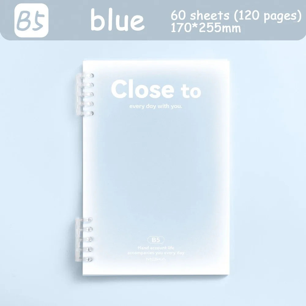Simple Stationery A5/B5 Binder Notebook Horizontal Line Gradient Color Kawaii Loose-Leaf Notebook 60 Sheets PVC Cover Peaceful Pleasures Health and Wellness