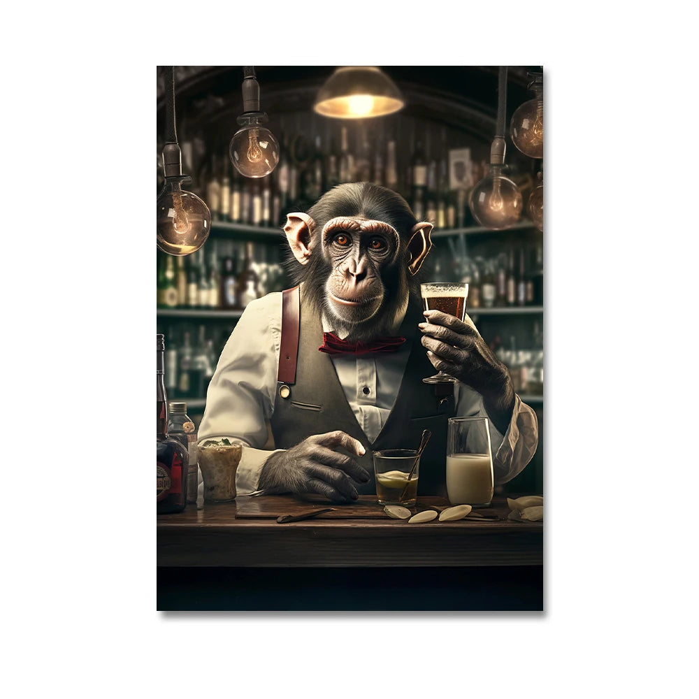 Nordic Gorilla Suit Abstract Canvas Wall Art | Modern Decor