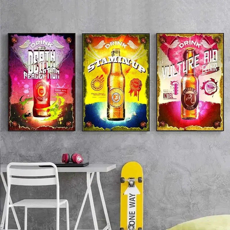 Video Game Call Of Duty Virtual Drinks Juggernog Soda Canvas Painting Abstract Wall For Gamer Home Room Decoration Cuadros Peaceful Pleasures Health and Wellness