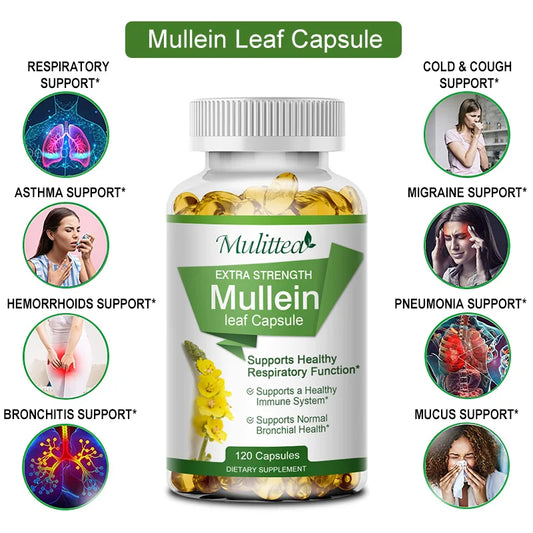 Mullein Leaf Capsules – Lung Cleanse & Respiratory Support | 120 Count Peaceful Pleasures Health and Wellness