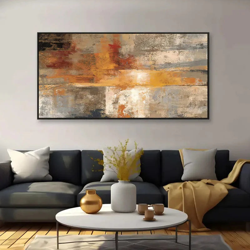 Large Frameless Abstract Canvas Wall Art Retro Painting for Living Room, Bedroom, Hallway Decor, Textured Large Canvas Wall Art Peaceful Pleasures Health and Wellness