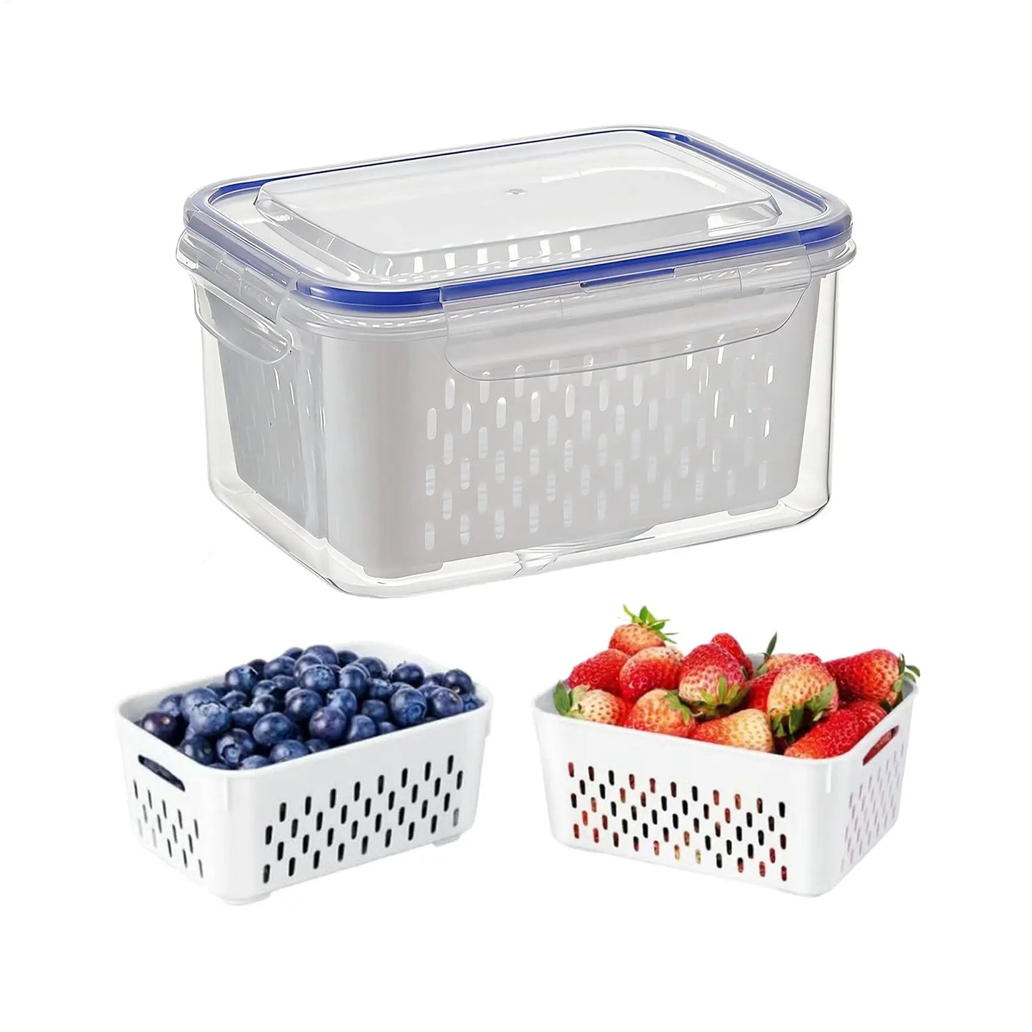 Double Layer Fruit & Veggie Drain Basket Storage Container
