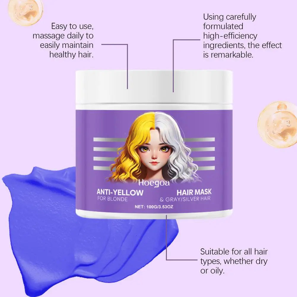 Purple Toning Hair Mask 100g – Anti-Yellow Keratin Deep Conditioner for Blonde, Silver & Gray Hair Peaceful Pleasures Health and Wellness