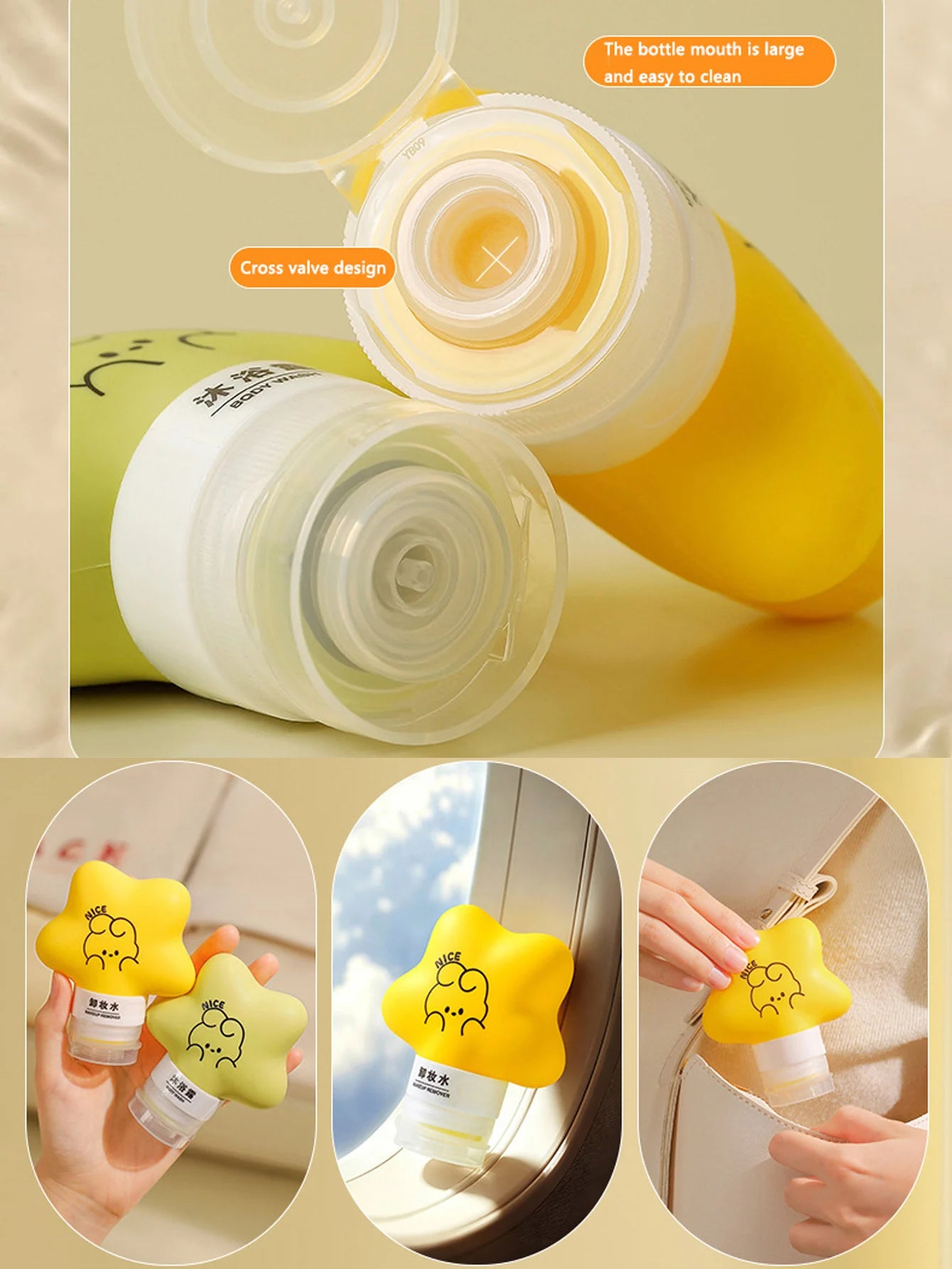 1Pack/3pcs‌ Portable Silicone Travel Refillable Bottles‌ for Shampoo Body Wash Lotion Face Cream are ‌Squeeze-style Containers Peaceful Pleasures Health and Wellness