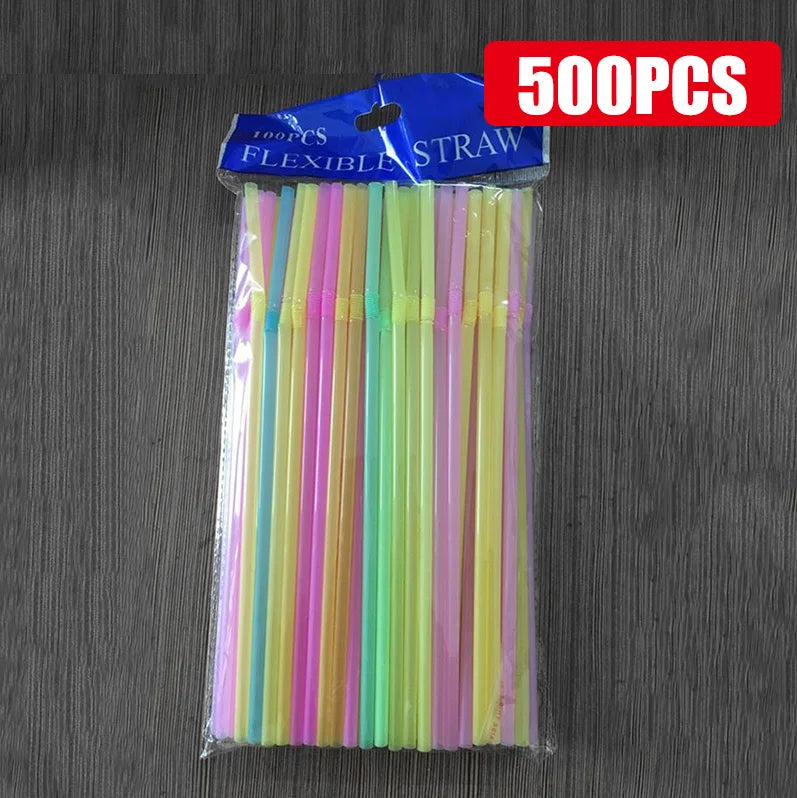 Colorful Flexible Drinking Straws 50–1000 Pcs | Party & Kitchen