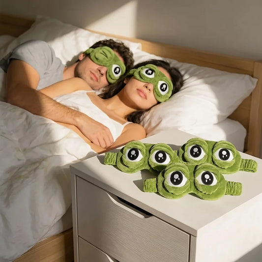 3D Frog Sleep Mask – Soft Flannel Blindfold for Travel & Rest Sleep Eye Mask Peaceful Pleasures Health and Wellness