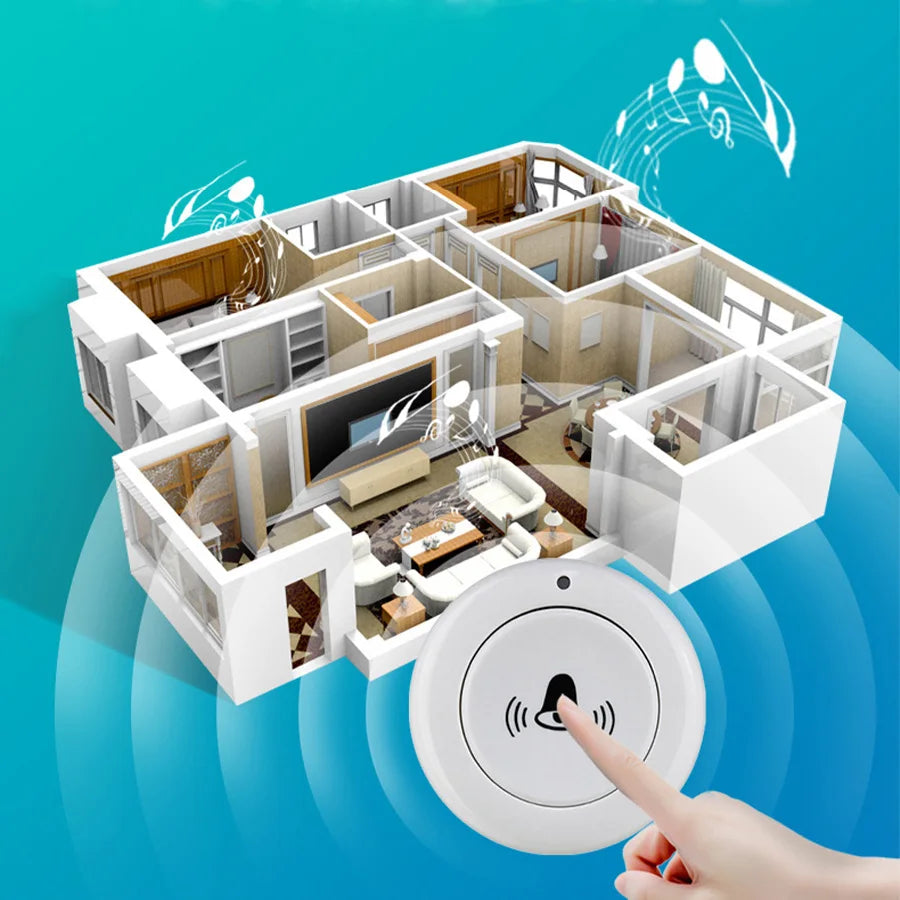 Wireless RF 433MHz Doorbell Home Welcome Bell Calls 150m 30 Songs Smart Door Bell Security Alarm Receiver Button Remote Control Peaceful Pleasures Health and Wellness