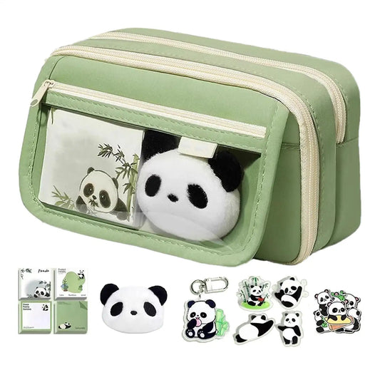 Cute Panda Pencil Case Large Capacity Animal Zipper Pouch for Pens Pencils, Panda Themed Stationery Organizer Peaceful Pleasures Health and Wellness