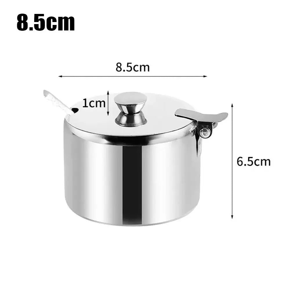 Stainless Steel Sugar & Spice Jar with Lid and Spoon