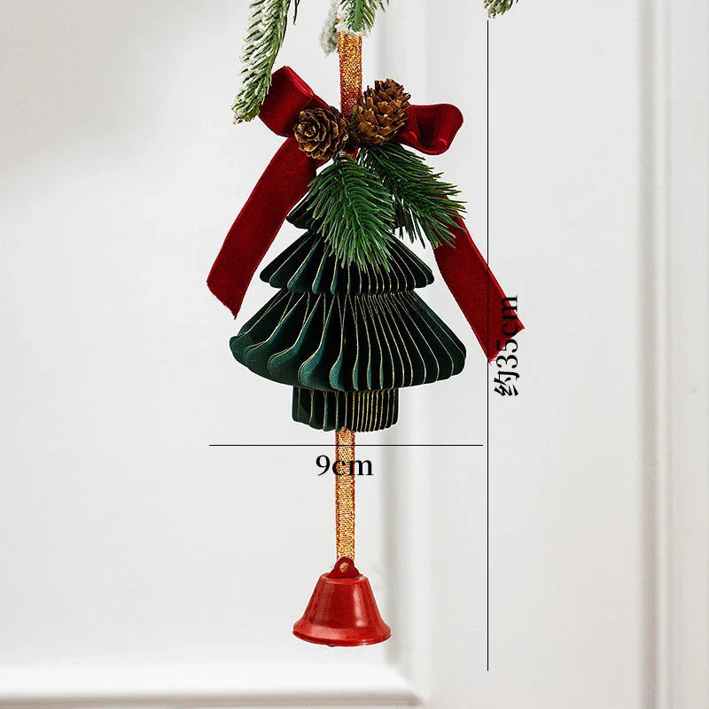 Christmas Honeycomb Bell Ornament – Paper & Velvet Hanging Decor