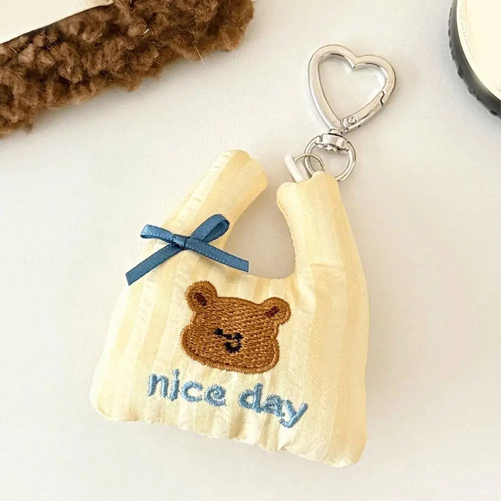 Kawaii Embroidered Mini Bag Keychain Charm | Cute Bag Pendant