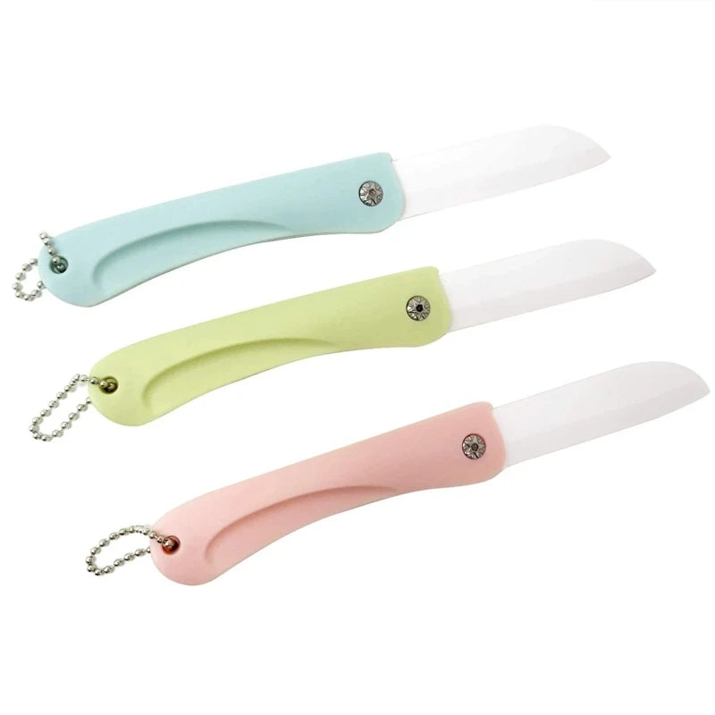 Fruit Knife Portable Folding Ceramic Household Products Mini Convenient Durable And Practical Kitchen Peeling Knife Peaceful Pleasures Health and Wellness blue green pink