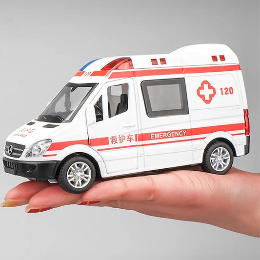 Kids Pull Back Ambulance Toy Car | Inertia Model Gift for Boys Pull Back Toy Car Peaceful Pleasures Health and Wellness